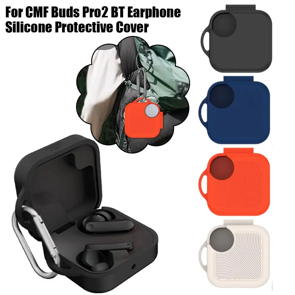 Capa protetora de silicone macio para CMF Buds Pro 2, Anti Drop, Caixa de armazenamento, cor sólida simples, fones de ouvido Bluetooth, R3E6