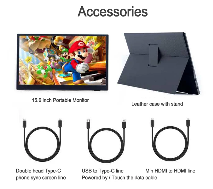 17.3 13.3นิ้ว2K แบบบาง15.6นิ้ว FHD 1080P IPS หน้าจอ Type-C HD PC สวิตช์โทรศัพท์จอ4K แบบพกพาสำหรับแล็ปท็อป