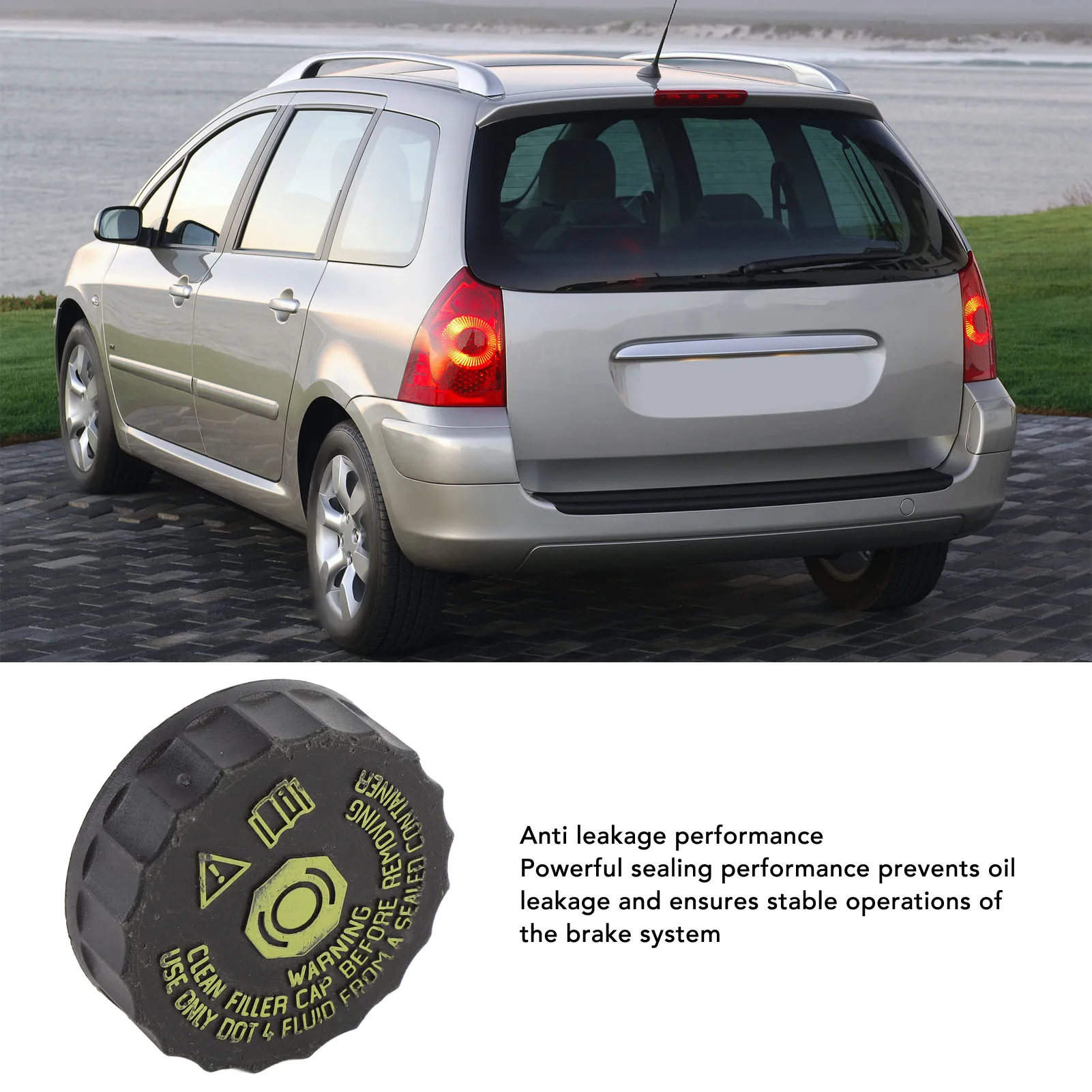 1610892580 Car Brake Fluid Reservoir Cap Tight Sealing Easy Installation for Peugeot 206 207 307 308 408 508 307CC 307SW 308CC