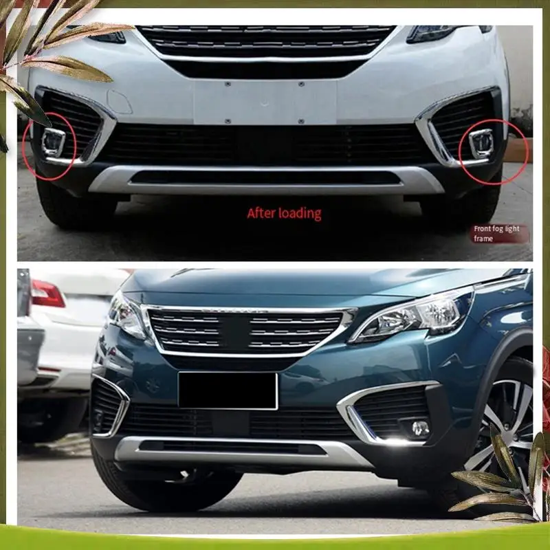 

AB98-For 5008 2017 2018 4Pcs Chrome Front+Rear Fog Light Lamp Cover Trim Fog Light Frame Trim