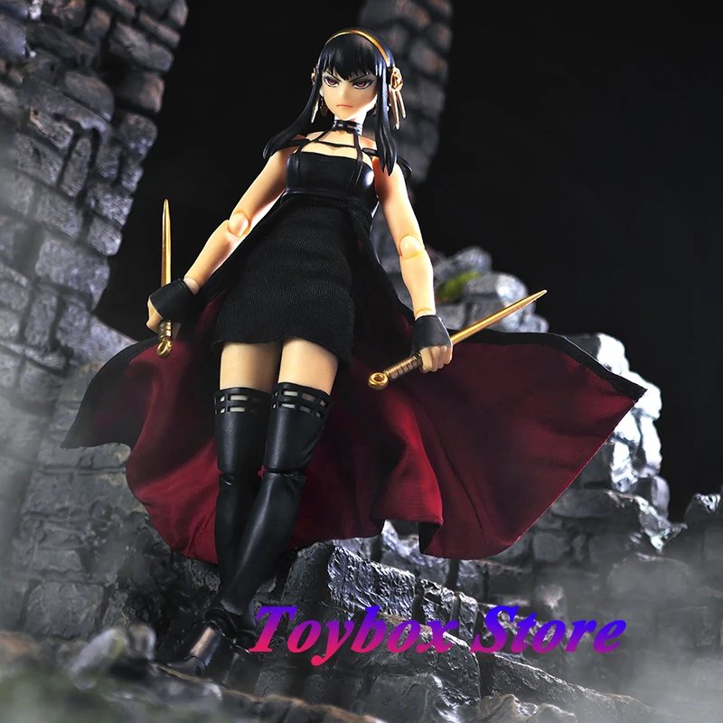 

1/12 Yor Forger Female Killer Soldier Black Red Mini Skirt Knitted Waist Toys Accessory For 6" Anime Girl Cosplay Decoration
