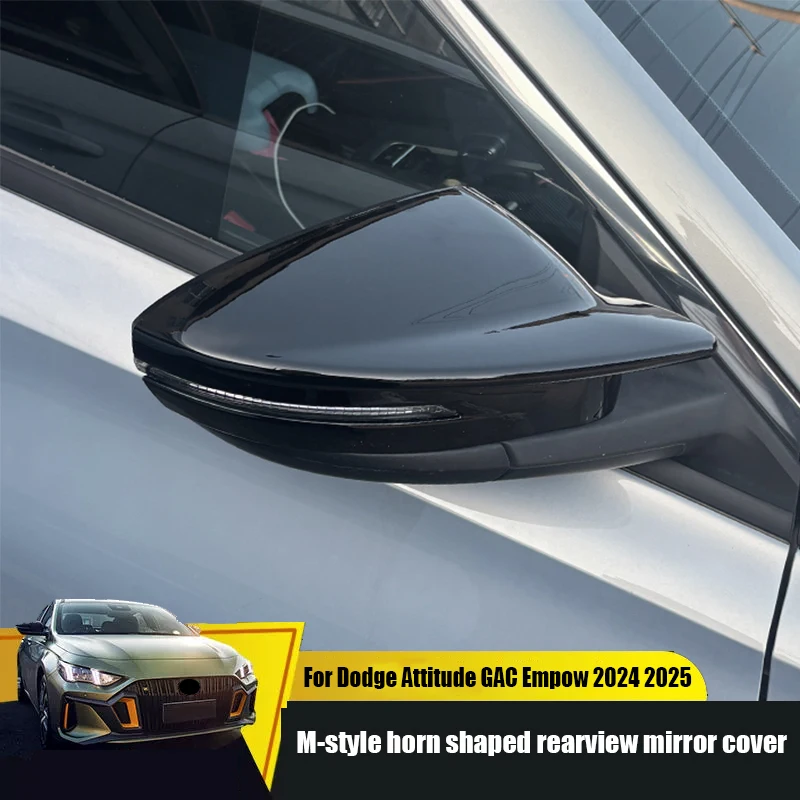 for Dodge Attitude GAC Empow 2024 2025 M-style horn shaped rearview mirror protective cover made of ABS material