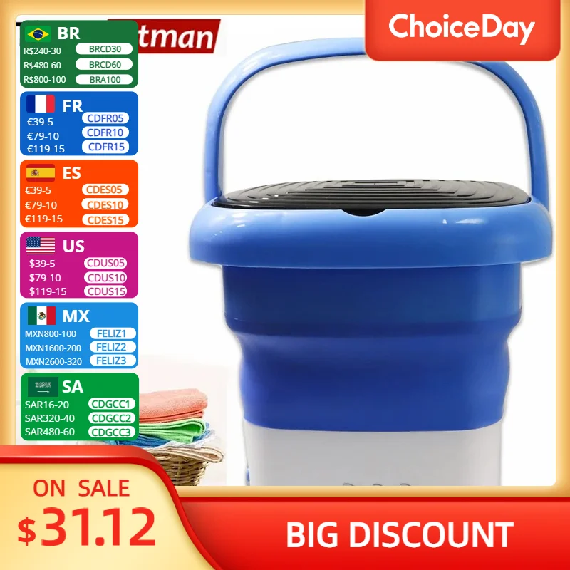 

Foldable Portable Washing Machine Mini Dryer Underwear Socks Baby Clothes Cleaning Low Noise Travel Washing Machine