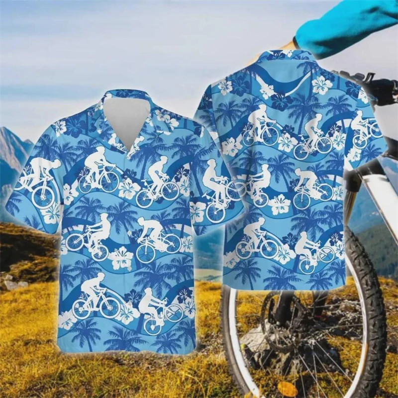 

Cycling Running 3d Print Beach Shirts Short Sleeve Hawaiian Shirts Men's Blouses Graphic Shirt Cuba Camisa Button Men's Clothing