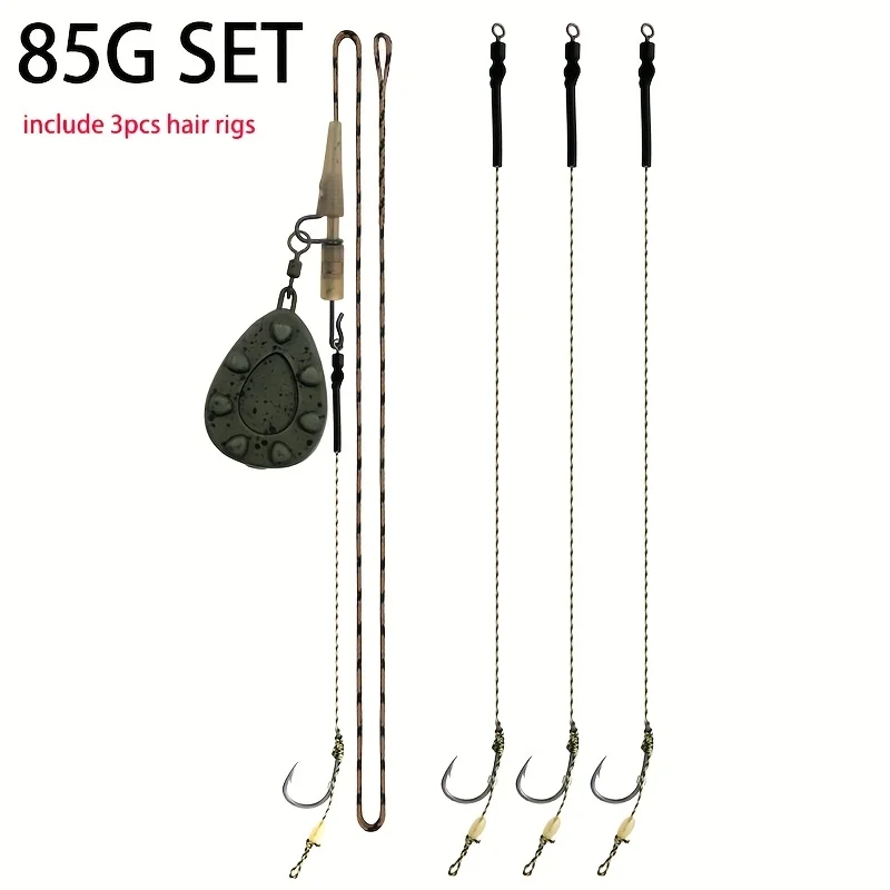 Carp Fishing Pre-tied Rig Set - Leadcore Leader with 6 Hair Rigs & Sinker Weights: 56g / 71g / 85g / 99g / 113g / 128g image 3