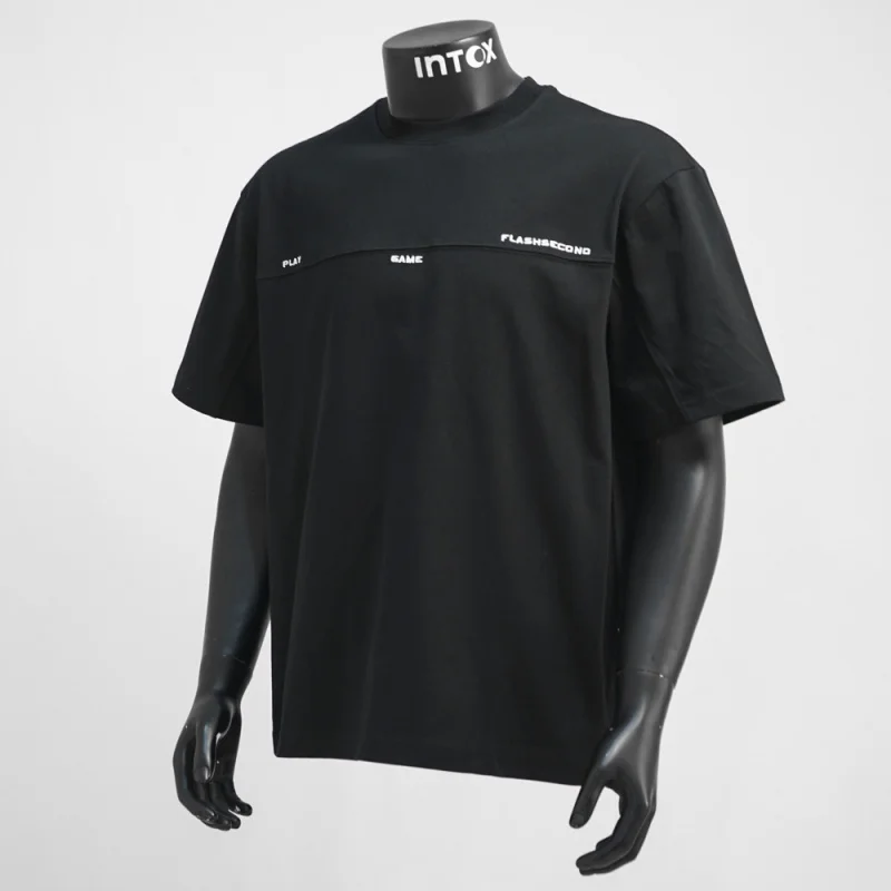 

Splicing short sleeved T-shirt for men 2025 retro street niche design, round neck short sleeved top, summer clothing