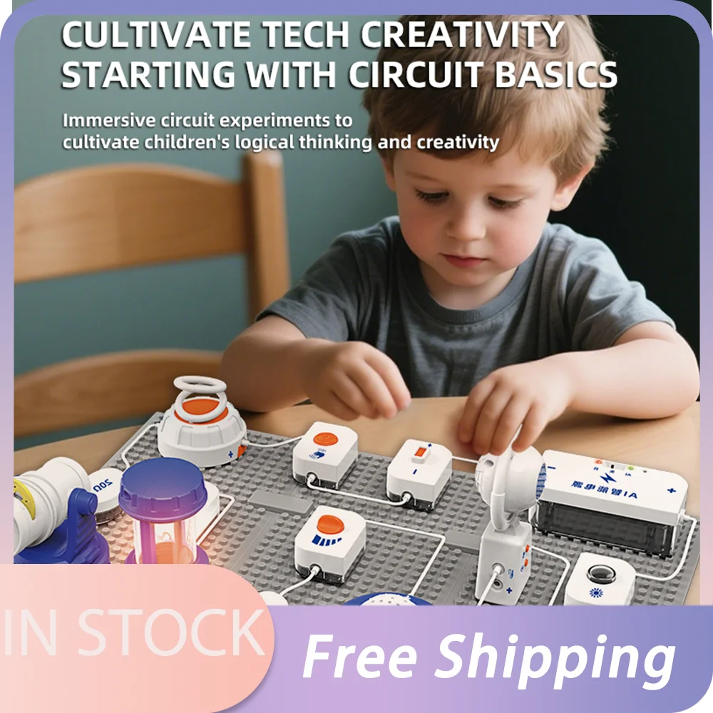 مجموعة تجارب علمية للأطفال، مكعبات بناء إلكترونية، مجموعة دائرة الفيزياء، لعبة تعليمية هدية للتعلم #1