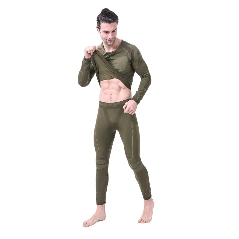 Men's Thermal Underwear Set Outdoor Sports Skiing Moisture Wicking Warm Base Layer Fitness Tactical Cold Weather Top Bottom