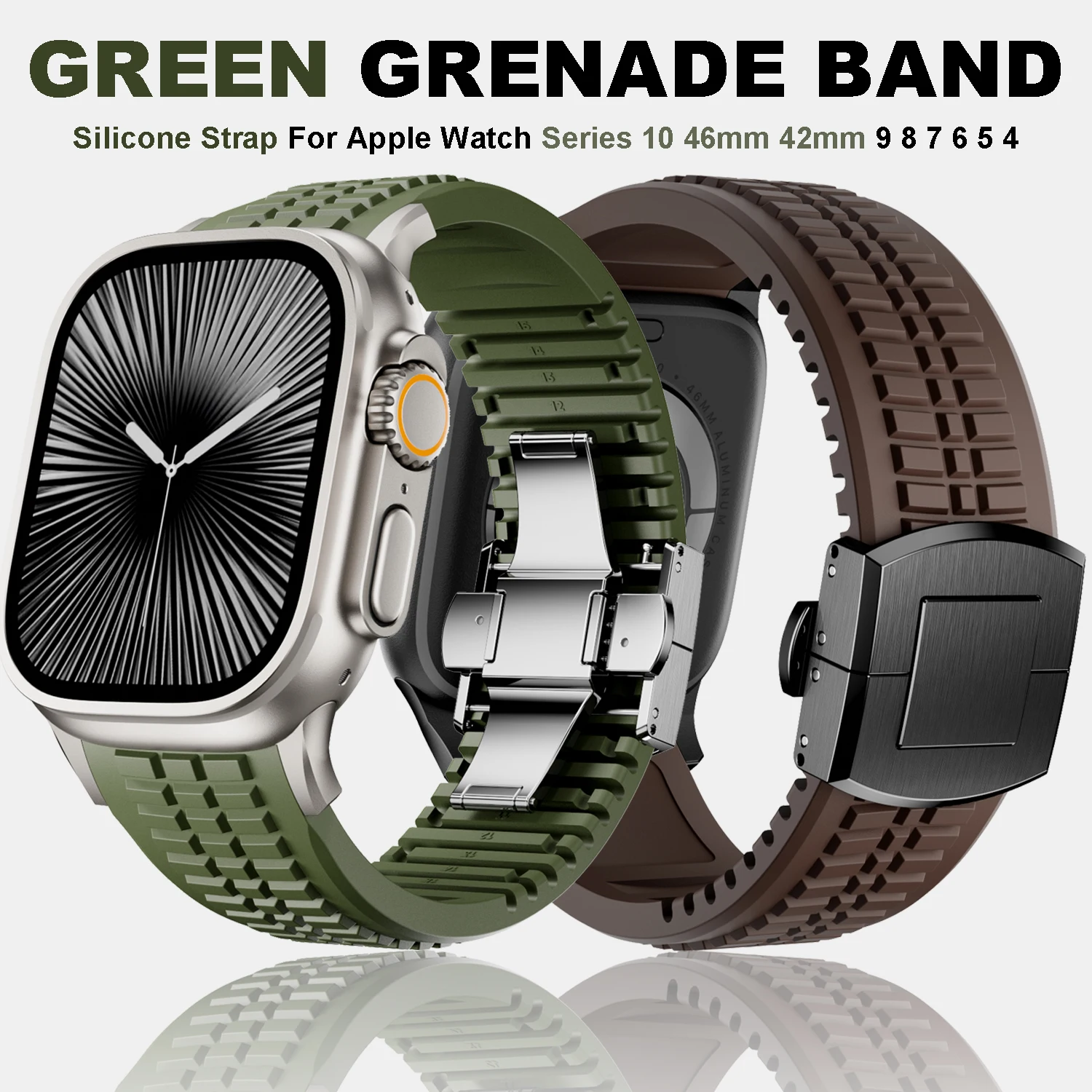 

Silicone Band for Apple Watch Ultra 2 49mm Strap Men Sport Bracelet for Iwatch 10 9 8 7 6 5 4 Se 46mm 45mm 44mm Correa Watchband