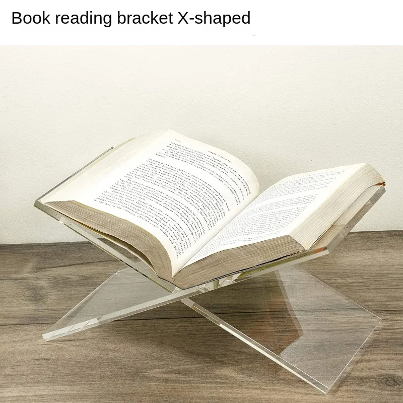 Acrylic Transparent Book Shelf X Shaped Book Display Bracket Art Decoration Shelf Simple Desktop Magazines Storage Stand