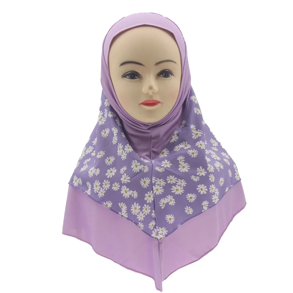 

Kids Girls Muslim Arabic Hijab Underscarf School Bow Print Child Headwear Cover Bonnet Shawl Wrap Islamic Headscarf 7-12 Years
