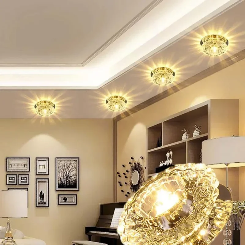 Crystal Spotlight LED Ceiling Light Embedded Living Room Downlight Ceiling Aisle Light Corridor Light