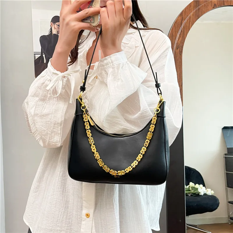 

2025 A/W Women's Chain Shoulder Bag, Vintage Chic Crossbody Purse, Genuine Leather Multi-way Shoulder Bag for Work & Dating