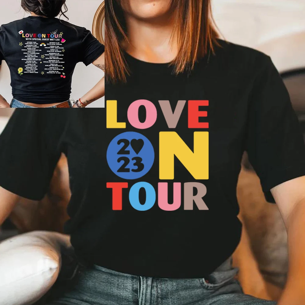 

Футболка Love on Tour 2023, футболка HS для концертов, футболка для любителей музыки, Футболки унисекс с рисунком, футболки с коротким рукавом Love on Tour, уличная одежда