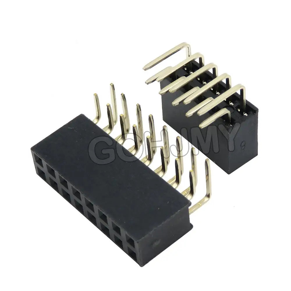 2.54mm R/A Double Row Female 2~40P PCB Board Right angle Pin Header socket Connector Pinheader 2*/3/4/5/6/7/8/10/20/40Pin
