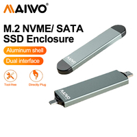 MAIWO M.2 NVMe & SATA SSD Enclosure Reader Adapter 10Gbps USB C 3.2 Gen2 2in1 NVMe/SATA M.2 External Enclosure M.2 SSD Case