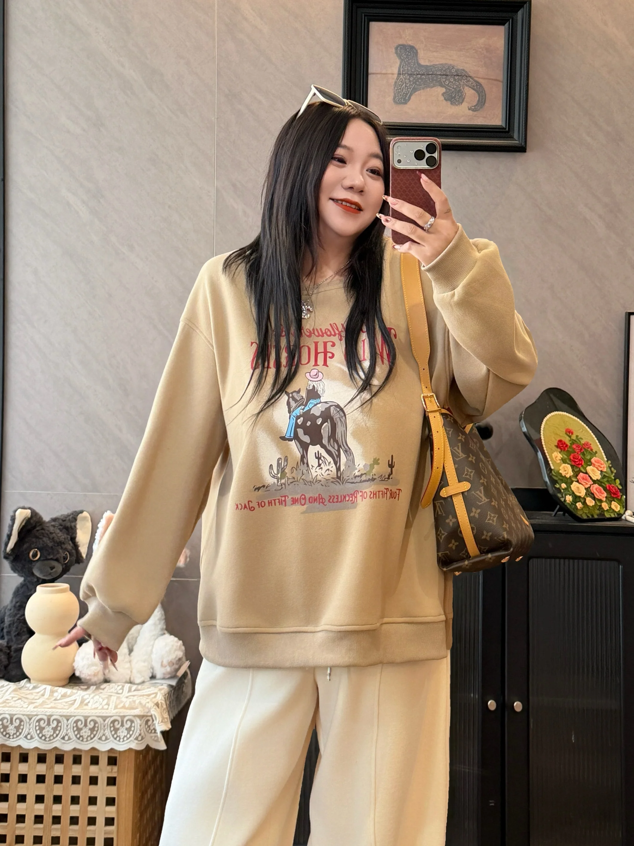 

Женская толстовка больших размеров с флисовой подкладкой, с длинными рукавами, в корейском стиле, для повседневной носки, простая, из хлопка и полиэстера, осенне-зимняя