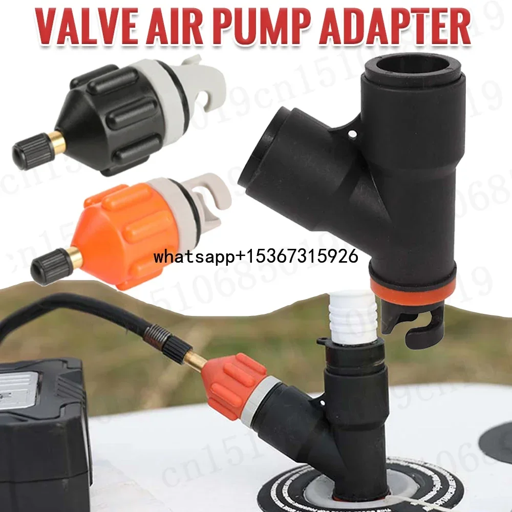 Air Valve Adapter Inflatable Rowing Rubber Boat Paddle Canoe Kayak Air Valve Pump Compressor Converter 2 Head for SUP Board