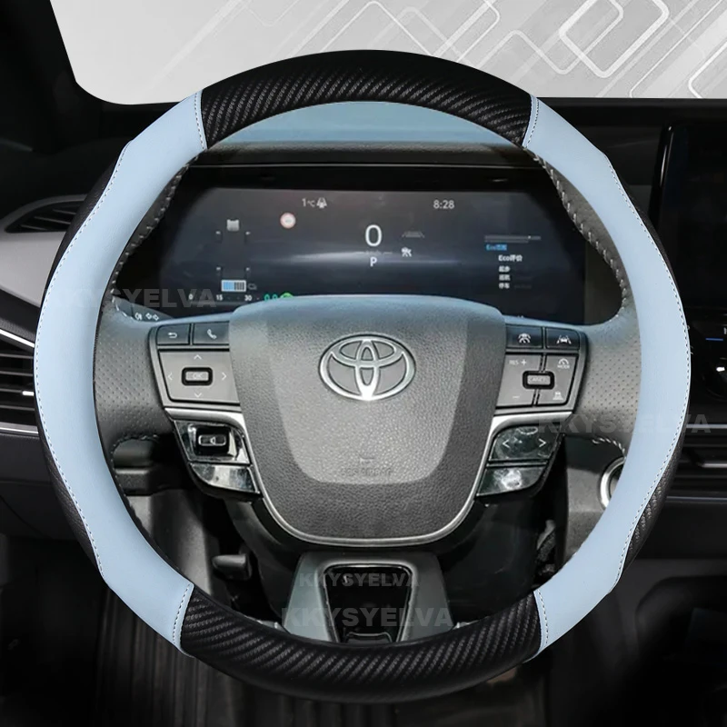 Protector de cuero y fibra de carbono para volante de coche, accesorios para Toyota Corolla RAV4 2019-2024 Camry 2018-2024 Avalon 2019-2024
