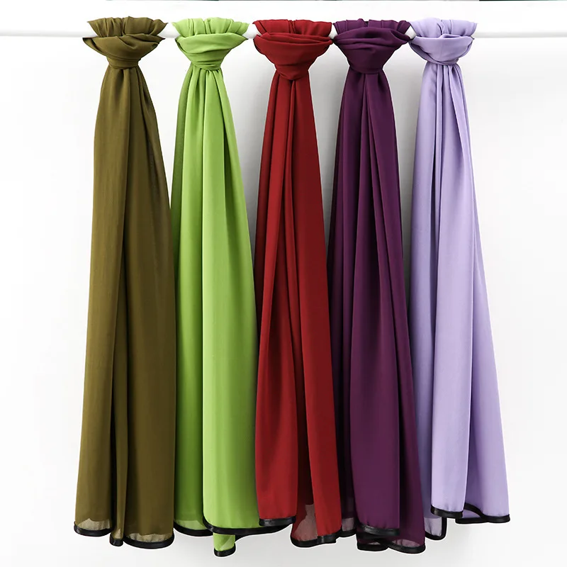 Women Solid Color Bubble Chiffon Shawls Scarves Wraps For Bridal Wedding Party Evening Dress Occasion Accessories Muslim Scarf