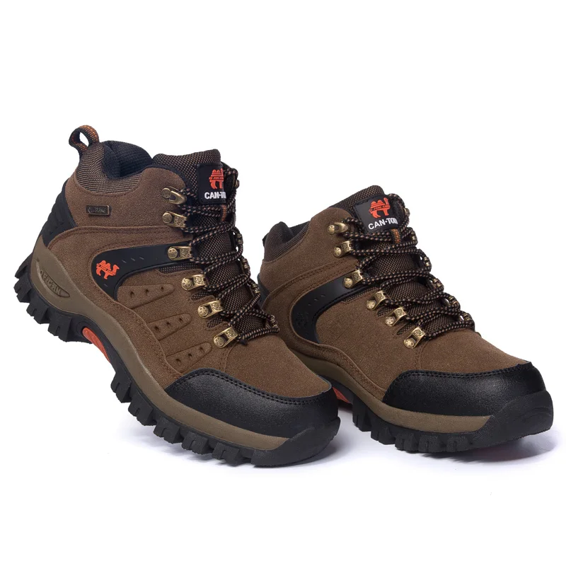 

Male Autumn Winter Outdoor Climbing Boots Brown Mens Athletic Trekking Shoes High Ankle Women Mountain Hike Boots