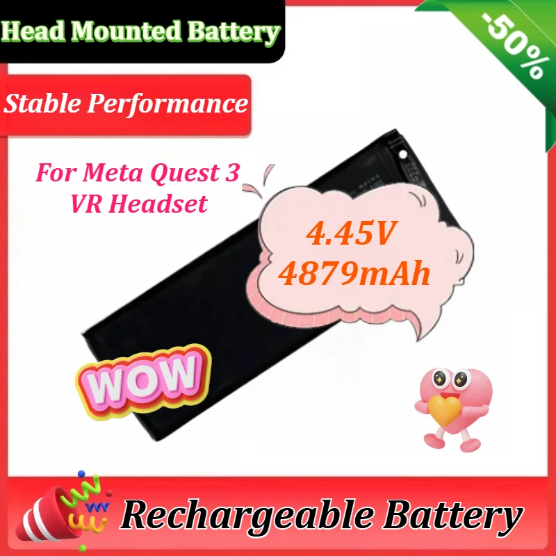 

4.45V 4879mAh Upgraded for Meta Quest 3 VR Headset Li-ion Batteries Head Mounted Battery Replacement Part Accessories