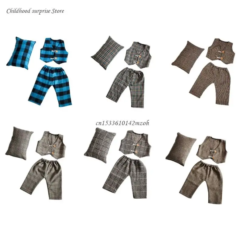 

Newborn Baby Photography Props Long Pants with Waistcoat Pillow Costume Dropship