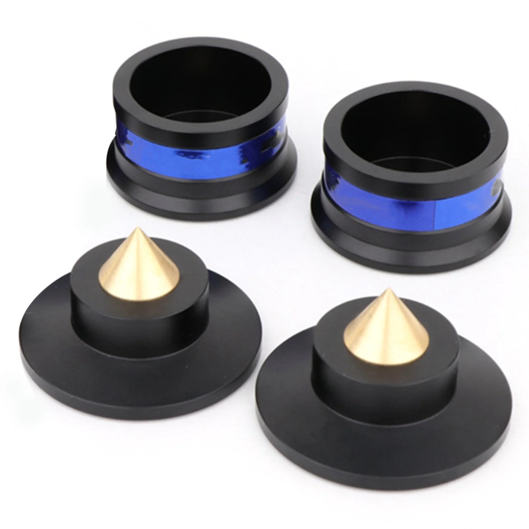 2X منصات قاعدة مكبر الصوت مع وسادة قاعدة غير قابلة للانزلاق من الألومنيوم مضادة للاهتزاز لمضخم القرص الدوار B