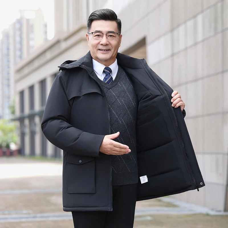 

Winter Men Thickened Cold-proof Parkas Windproof Outwear Hat Parkas Jacket Waterproof Parkas Long Jacket Winter Men Warm Coat