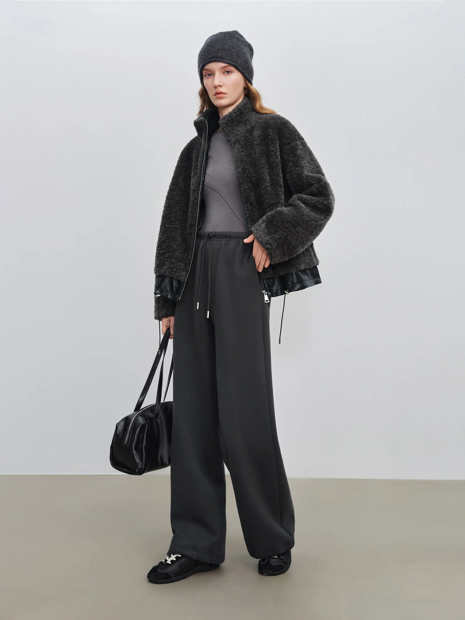 ZIQIAO الأشعة تحت الحمراء البعيدة التدفئة مرونة الخصر معزول سراويل تقليدية للنساء الصغيرات 2025 شتاء جديد وصول السراويل الطويلة رمادي عميق #4