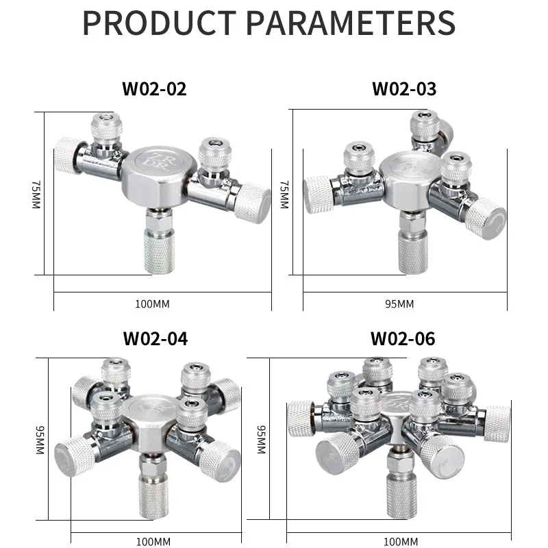 Aquarium CO2 shunt CO2 regulator multi-way shunt regulating valve aluminum alloy CO2 multi-pass 2-6 shunt fish tank supplies