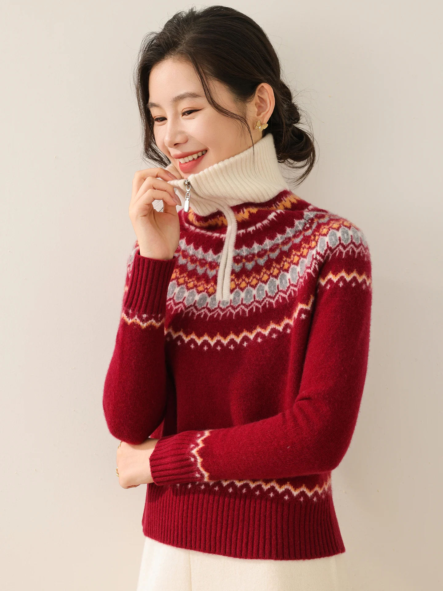 New Woman 100% Merino Wool Sweater Thick Autumn Winter Knitted Pullover Lady Turtleneck Blouse Cashmere Long Sleeve Clothes Tops