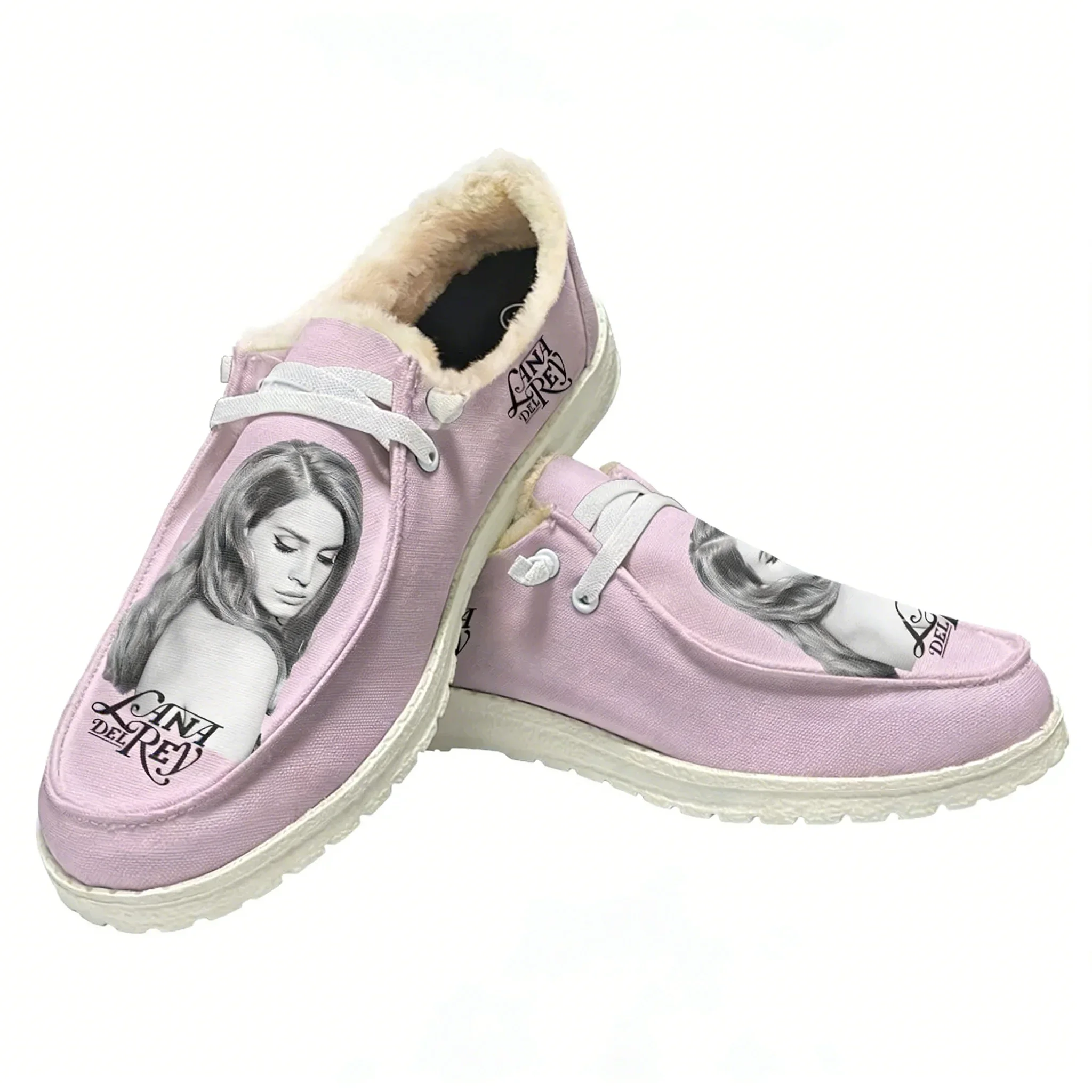 

Lana Del Rey Singer Plush Loafers Men Woman Casual Flat Shoes Durable Elastic Warm Lightweight Footwear Couple Custom Shoe White