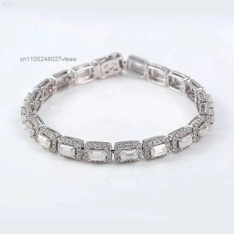 14k Solid Gold Charm Bracelets White Moissanite Gemstone Surround Small Diamonds Accepted Oem Odm Customized Holycome Jewelry