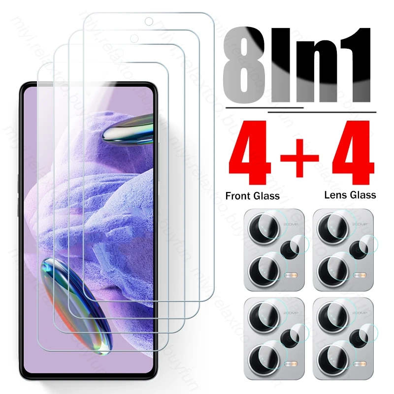 8 In 1 Tempered Glass Case For Redmi Note 12 Pro+ 5G Full Cover Lens Screen Protecor Film On Redmy Not 12S 12 Pro Plus Note12 4G