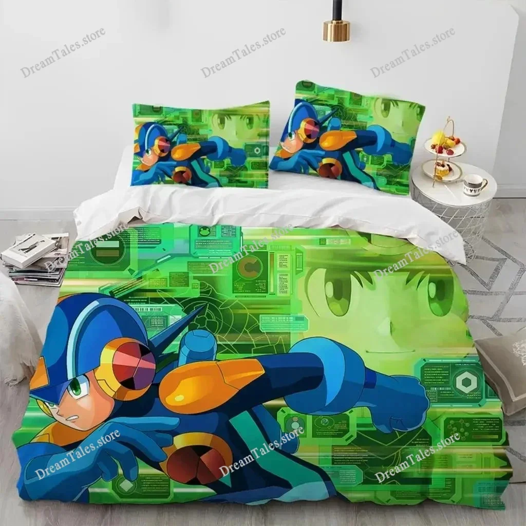 

3D Print Rockman Megaman Game Cartoon Bedding Set Boys Girls Twin Queen Size Duvet Cover Pillowcase Bed Kids Adult741