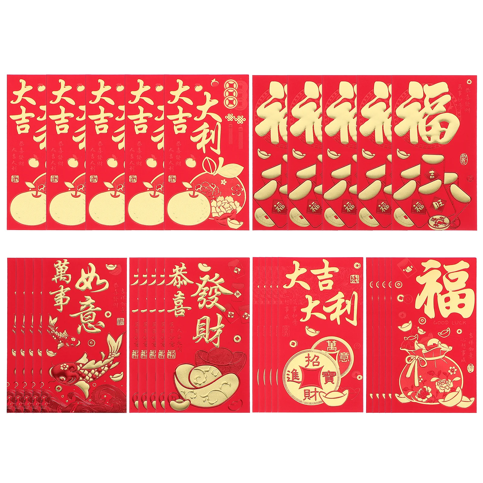 

30Pcs Cartoon Red Envelopes Stylish Year of Packets Chinese New Year Cash Envelopes Creative Paper Red Packets Gift