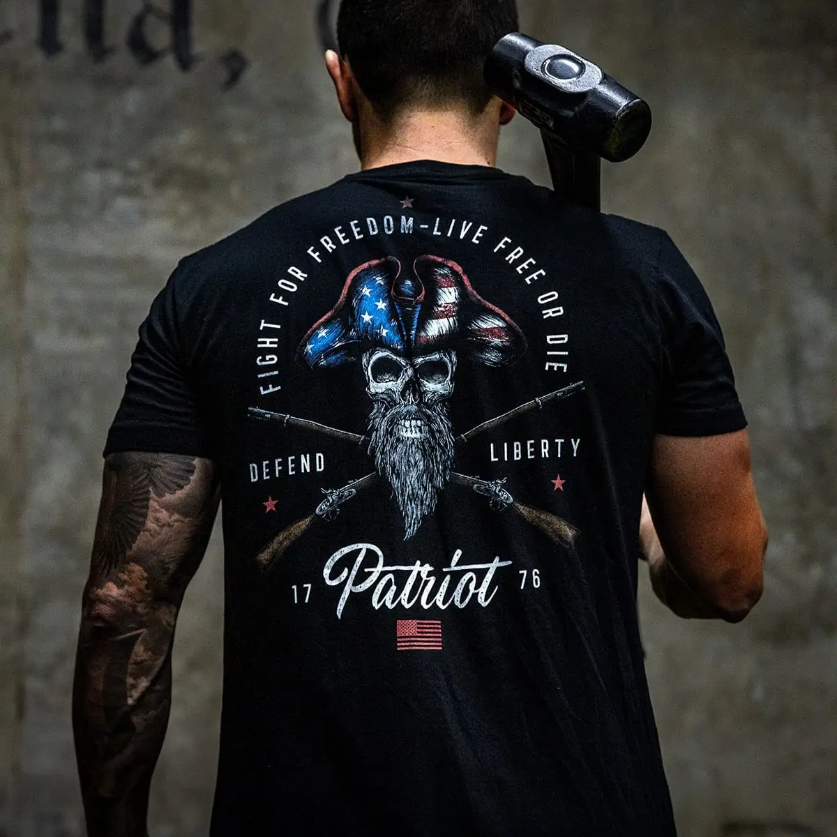 Live Free or Die, Defend Liberty 1776 American Skull Patriotic Freedom T Shirt New 100% Cotton Short Sleeve O-Neck Casual Tshirt