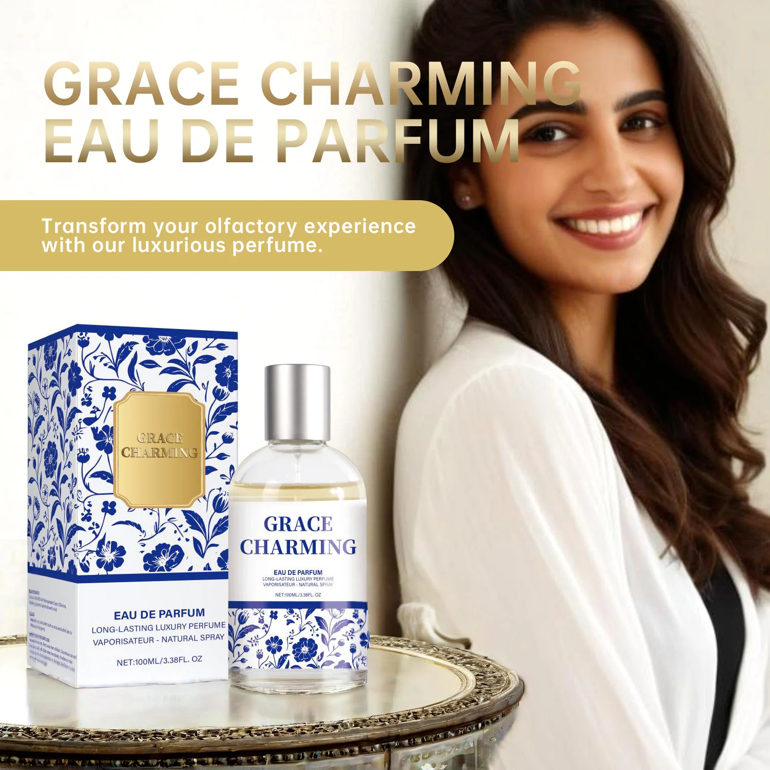 

100ML Grace Charming Eau de Parfum Spray for Women Original Arab Perfumes Floral Fruity & Sweet Fragrance Long-Lasting Perfume