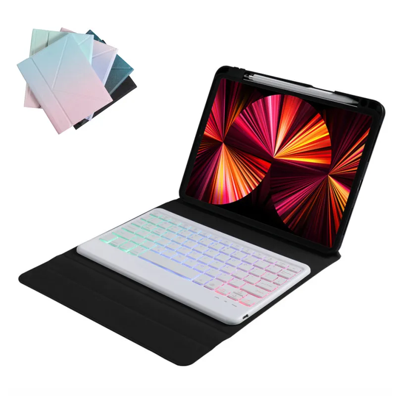 

Backlit Keyboard Case For iPad Air 5 4 Air5 2022 Air4 10.9 Pro 11 2018 2020 2021 Magnetic Gradient Color Triangle Stand Cover