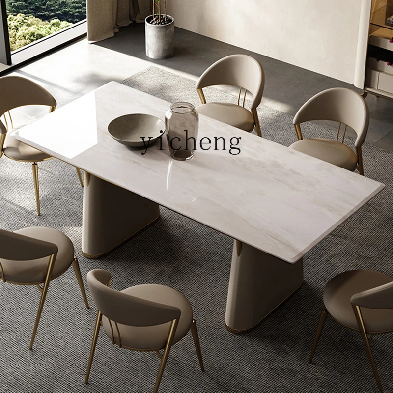 cz-3 Oriental Marble Dining Table Large Flat Solid Wood Dining Room Furniture Black Walnut Square Dining Table