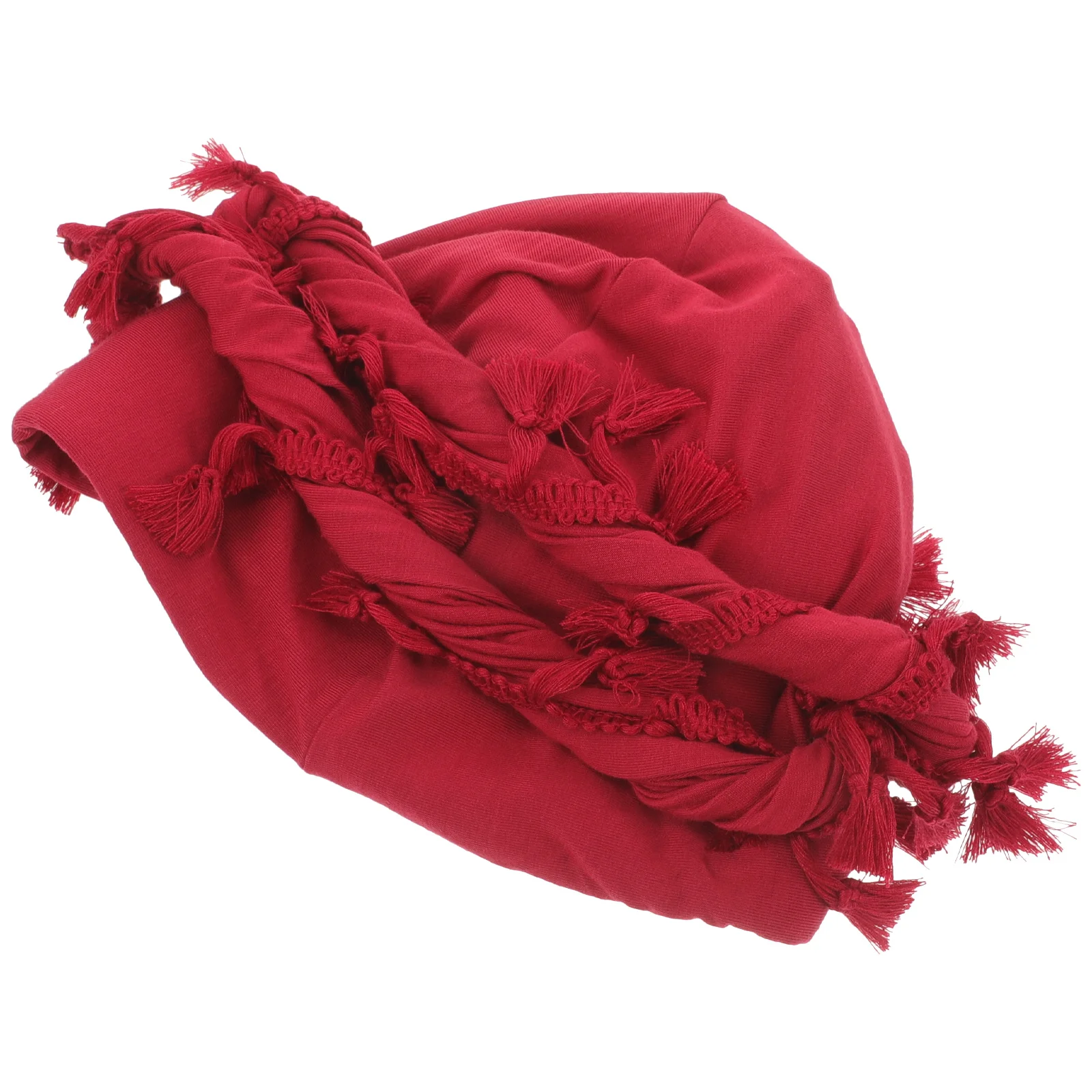 

Elastic Turban Hair Care Hat Satin Lined Cap Men Women Wrap Tassel Edge Size Stretchy Twisted Riding