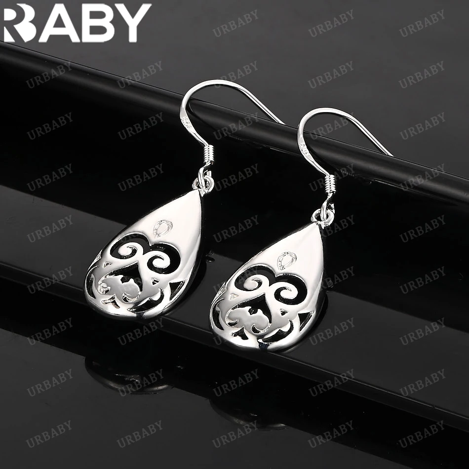 

URBABY 925 Sterling Silver Earrings Irregular Hollow Water Drop Earrings For Women Jewelry Fashion Party and Daily Wear