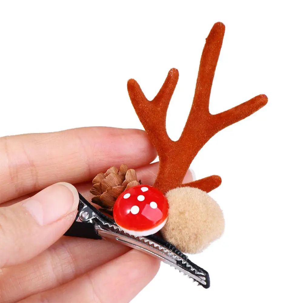 Xmas Ornaments Elk Ear Girl Kids Gifts Children Pine Cone Hairpins Antler Hairpin Merry Christmas Decor Hair Accessories