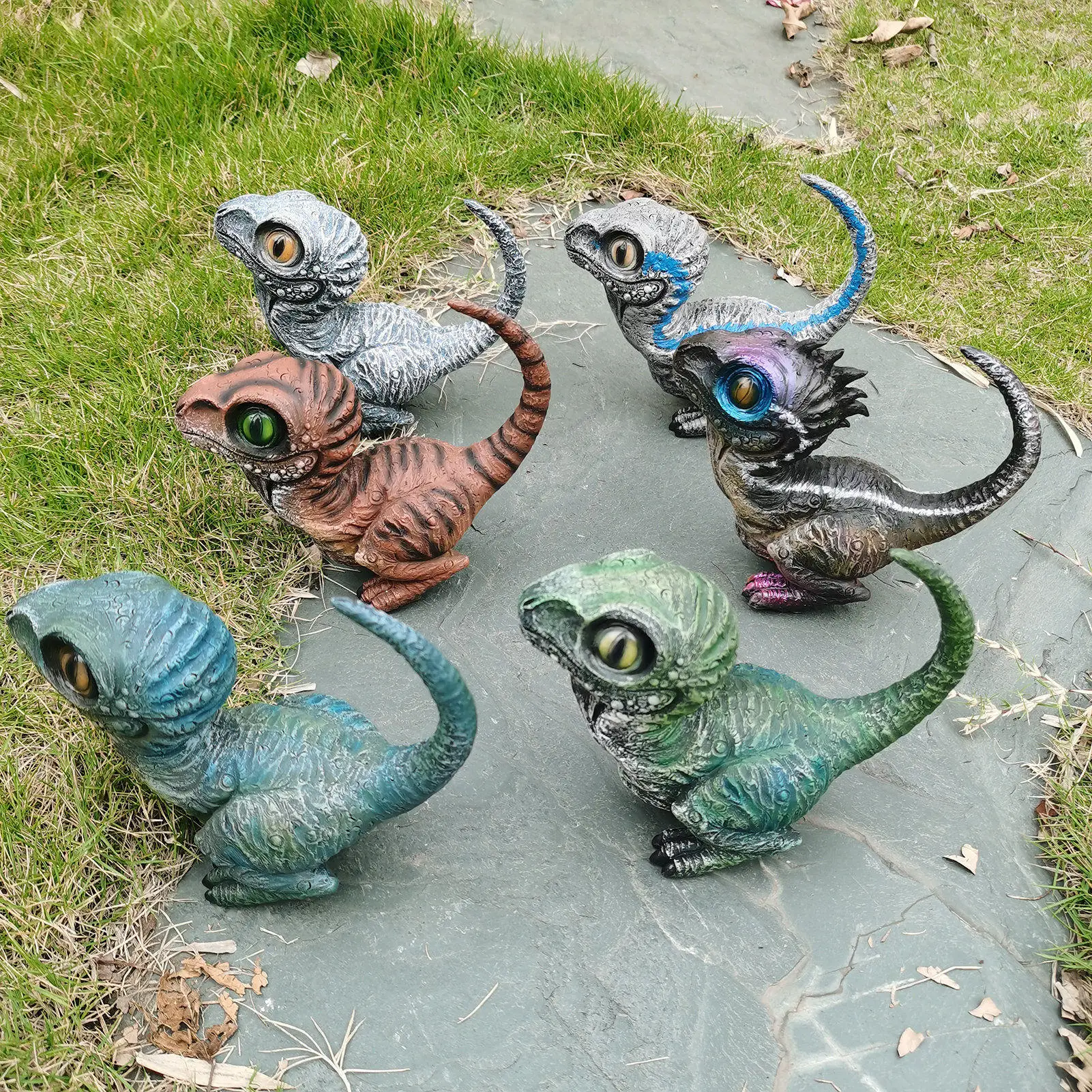 Żywica dinozaur figurka statua zabawny dinozaur statua kreskówka rzeźba na ogrodowa ozdoba Home Decor