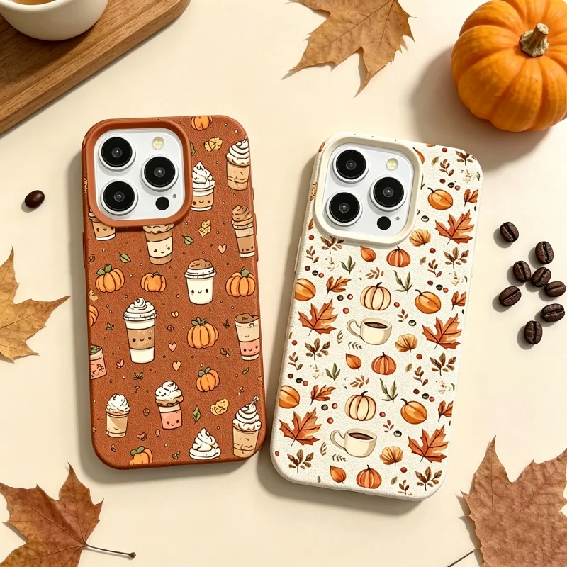 Autumn Leaf Pumpkin Coffee Pattern Phone Case For OPPO Reno 16 15 14 16F 15F 13F 12F 11F 12 10 11 5 6 7 8 Pro 8T 7Z 8Z 60 Cover