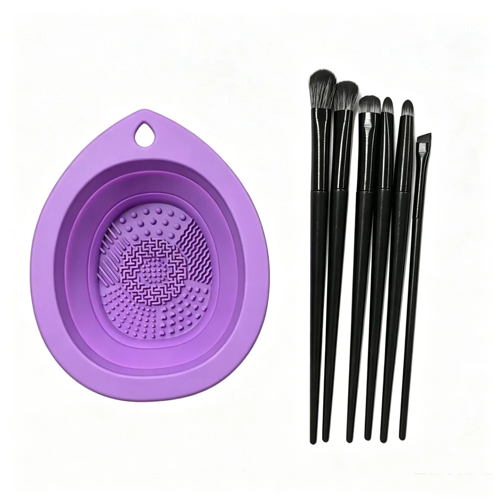vvocci Eye Makeup Blending Brush Powder Puff  Set Makeup Brushes Beauty Cleaning Tools Soft Hair Portable Full view 5