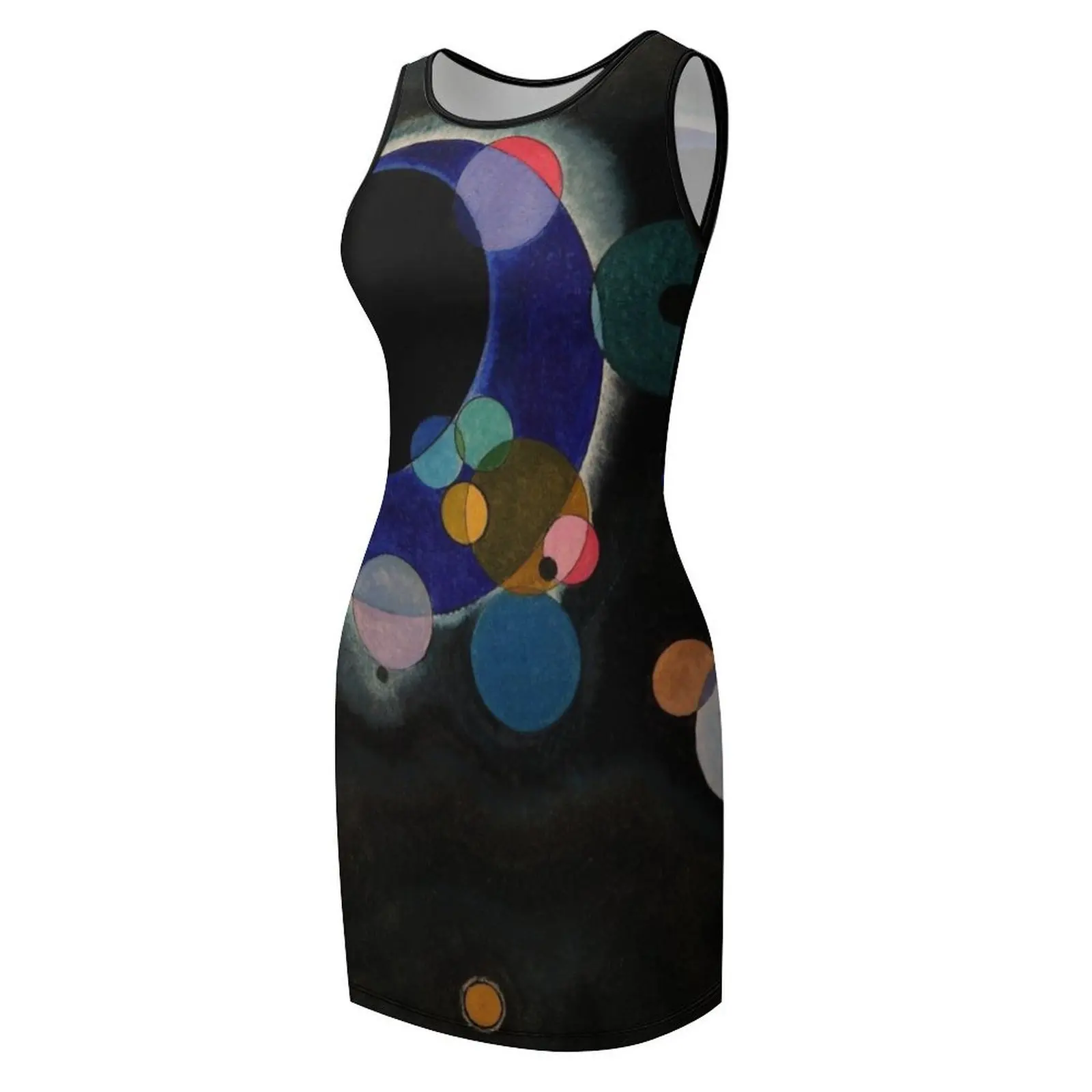 فاسيلي كاندينسكي - عدة دوائر - فستان صيفي بدون أكمام من Bauhaus Art فستان سهرة نسائي كوري 2025