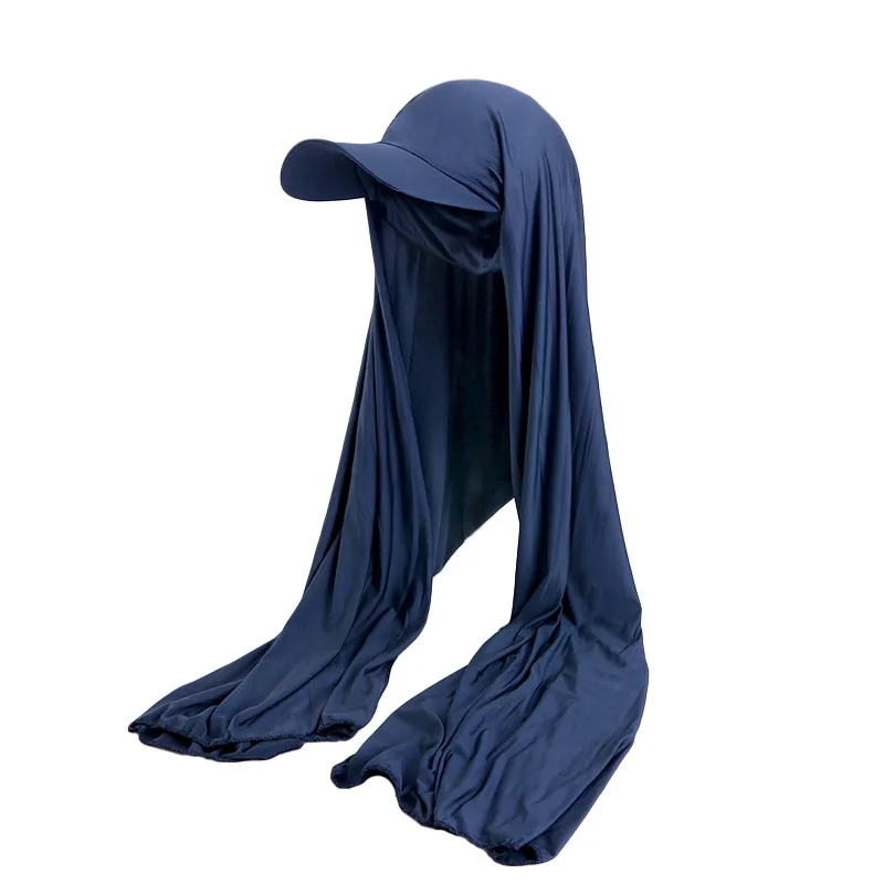 New Women Brim Bandana Cap Scarf Hat Outdoor Sun Visor ith Pre-Tied Turban Caps Ready To Wear Muslim Hijab Shawl Baseball Cap