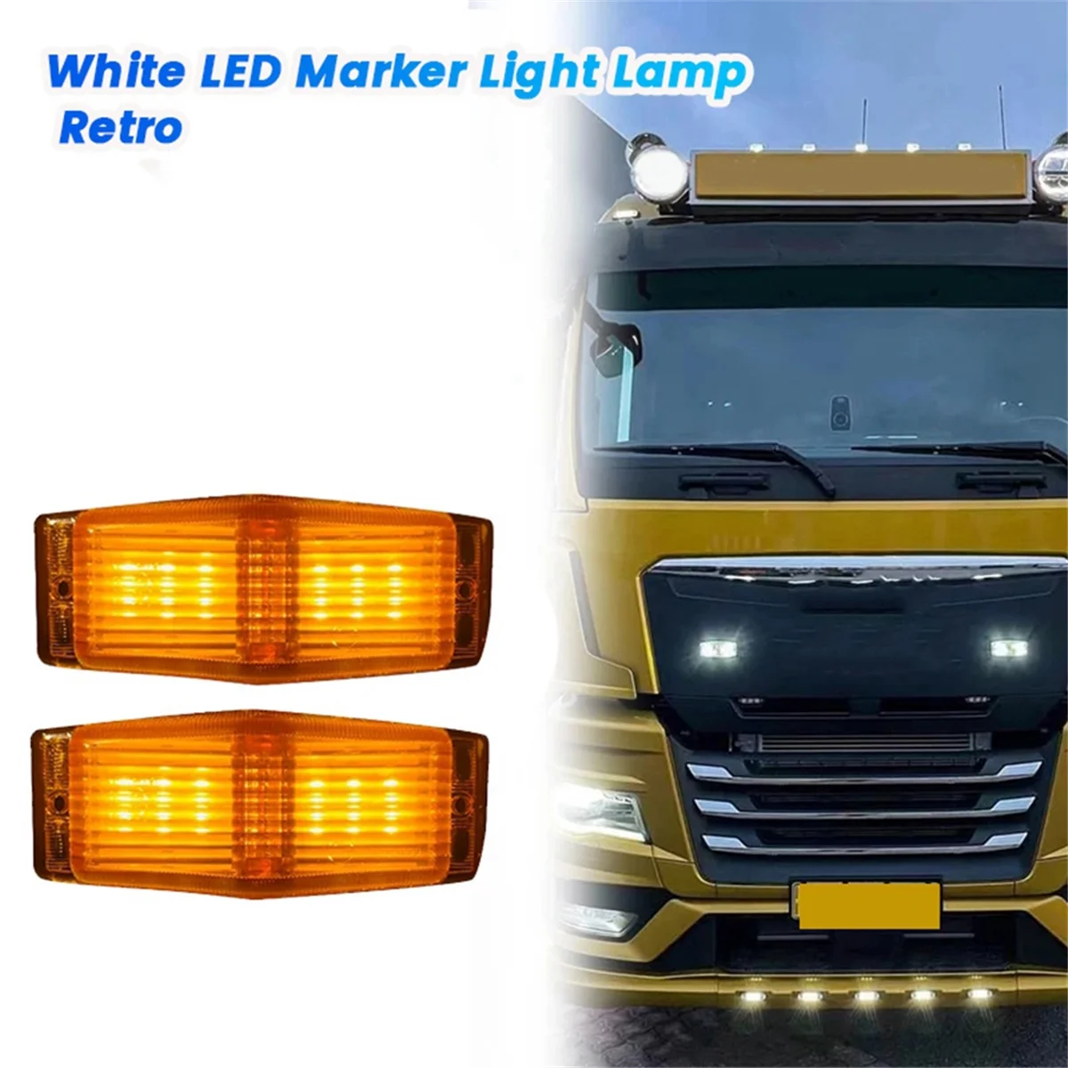 2Pcs LED Marker Lights Front Double Burner Indicator LampFor Scania Volvo Man Benz Truck Lorry Front Grill Light B